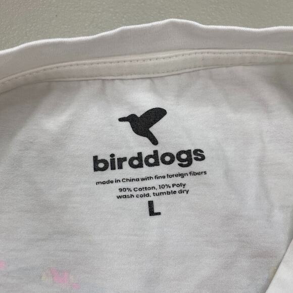 Birddogs T Shirt Mens Large White Bird Graphic Multicolor Neon Short Sleeve - Picture 8 of 9